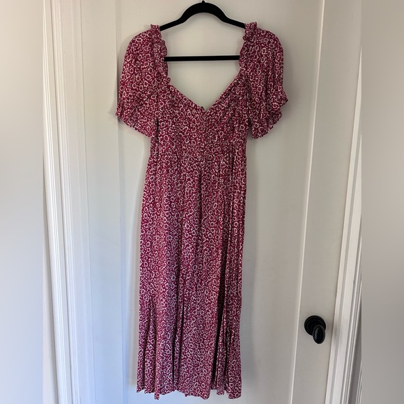 Auguste Floral Rouched Chest and Dainty Puff Sleeve Midi Dress - Picture 2 of 6